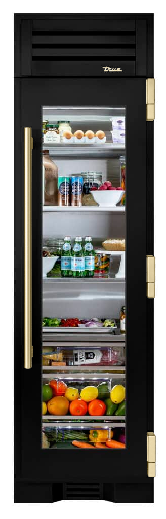 Refrigerator Column, Right Hinged, Gloss Black, Gold Hardware TR24REFRSGA044H08