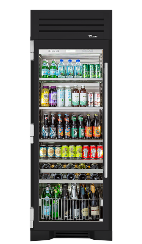 Beverage Column, Left Hinged, Matte Black, Brass Hardware TR30BEVLSGC027H01