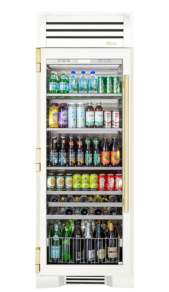 Beverage Column, Left Hinged, Matte White, Brass Hardware TR30BEVLSGC030H01