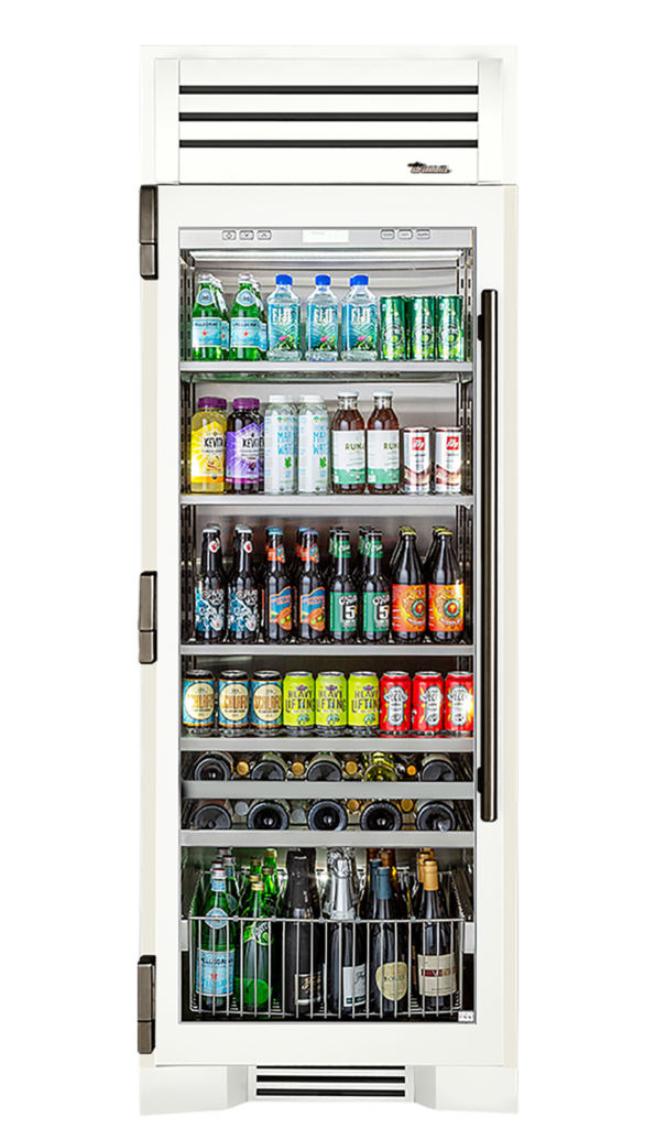 Beverage Column, Left Hinged, Matte White, Pewter Hardware TR30BEVLSGC030H05