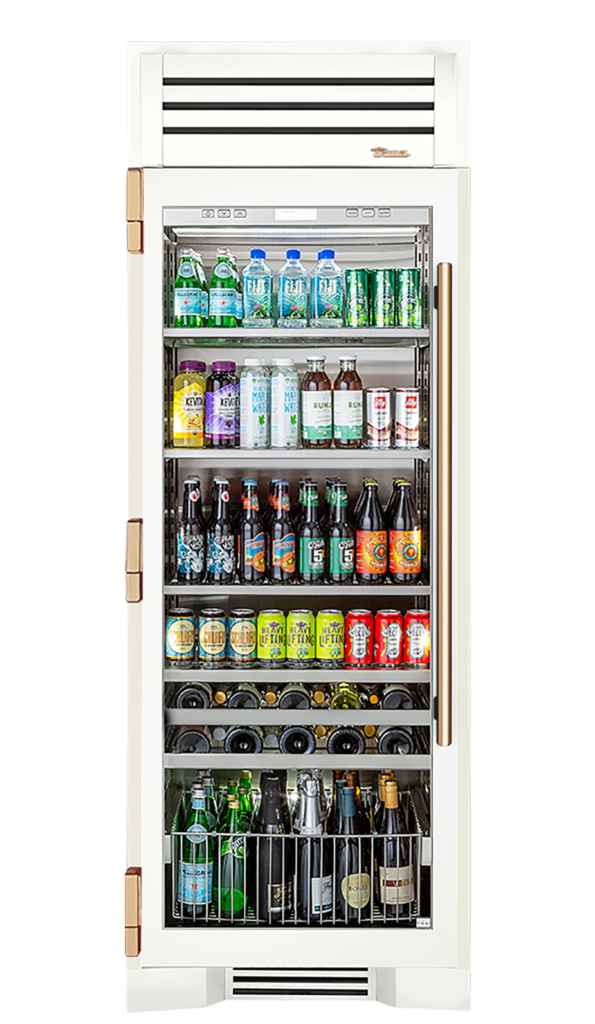 Beverage Column, Left Hinged, Matte White, Gold Hardware TR30BEVLSGC030H08