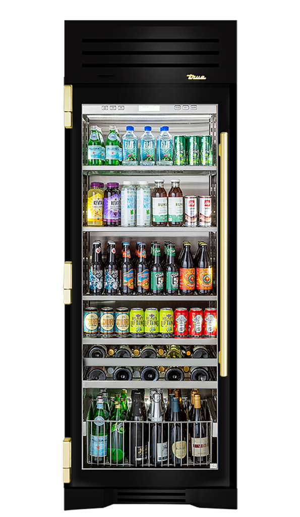 Beverage Column, Left Hinged, Gloss Black, Brass Hardware TR30BEVLSGC044H01