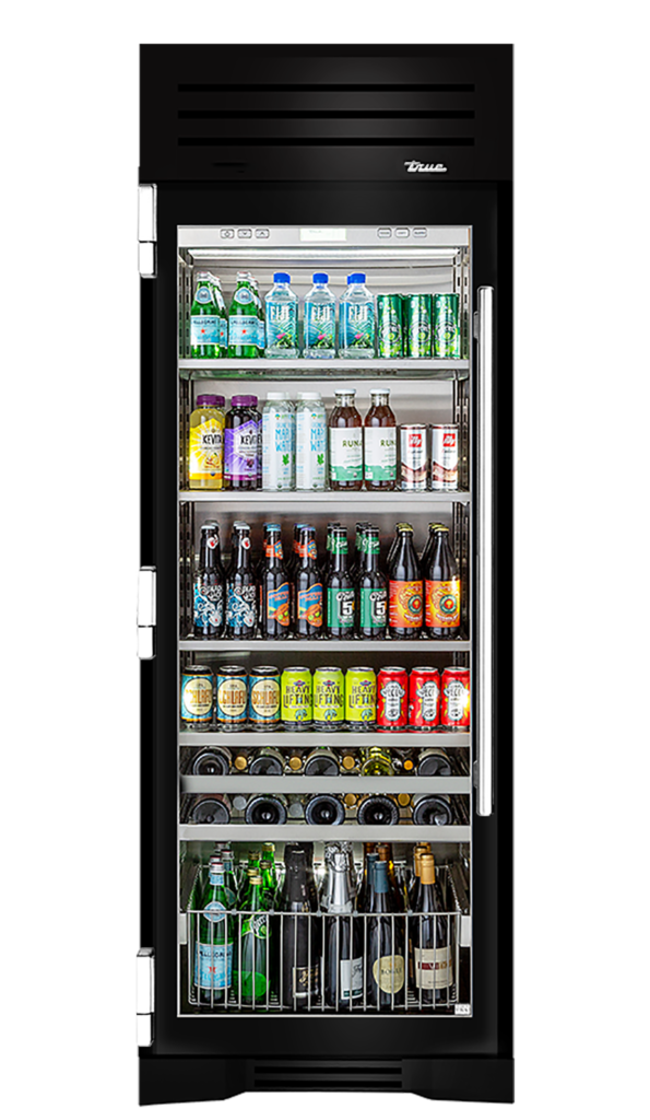 Beverage Column, Left Hinged, Gloss Black, Chrome Hardware TR30BEVLSGC044H02