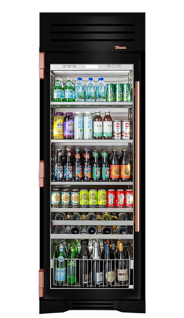 Beverage Column, Left Hinged, Gloss Black, Copper Hardware TR30BEVLSGC044H03