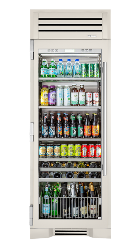 Beverage Column, Left Hinged, Antique White, Brass Hardware TR30BEVLSGC050H01