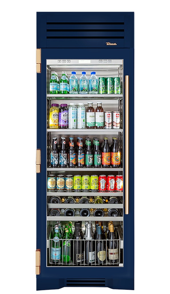 Beverage Column, Left Hinged, Cobalt, Gold Hardware TR30BEVLSGC078H08