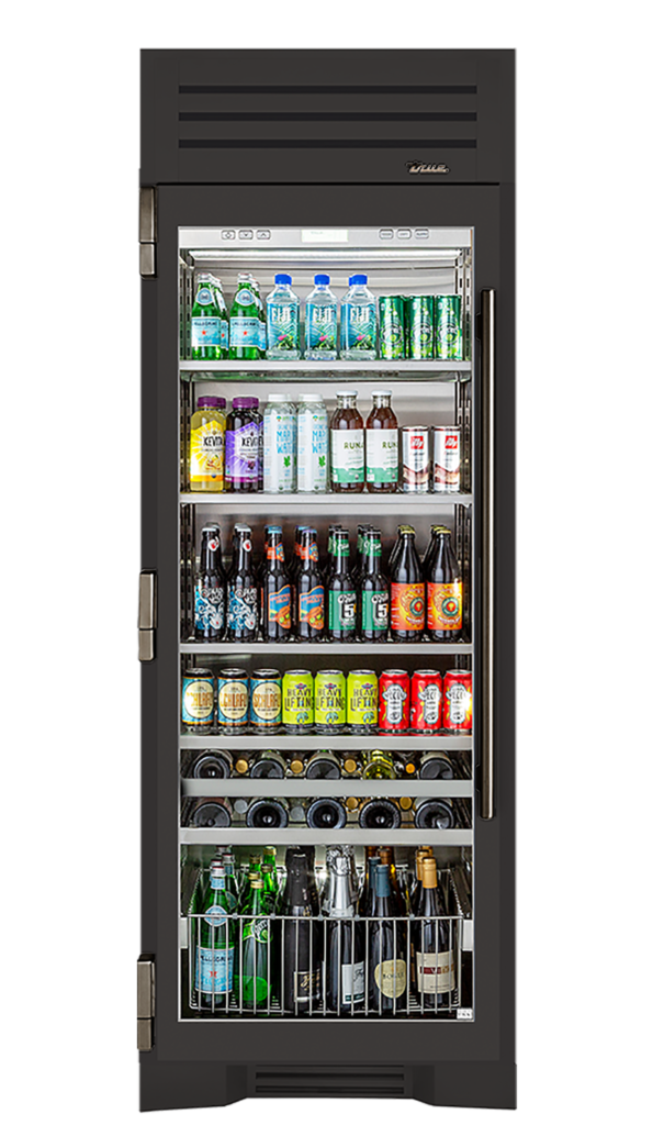 Beverage Column, Left Hinged, Ultra Matte Black, Pewter Hardware TR30BEVLSGC085H05