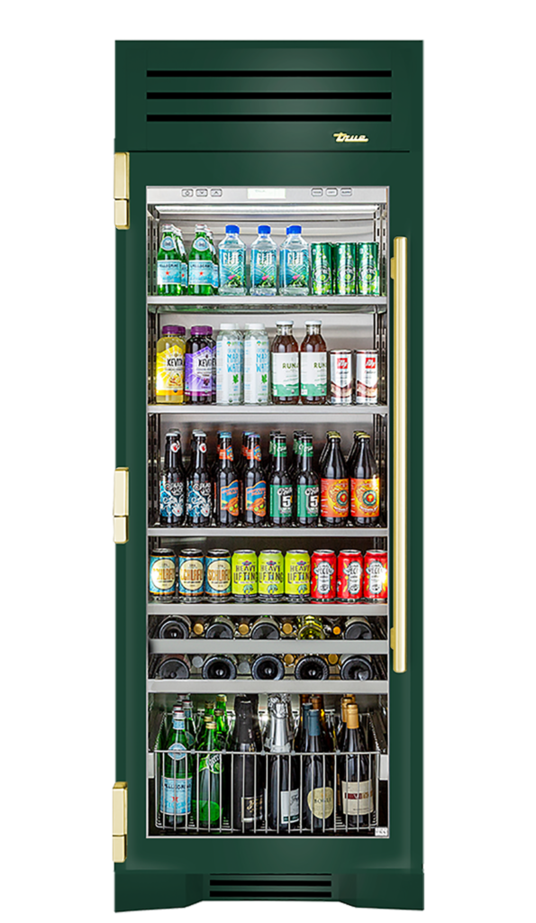 Beverage Column, Left Hinged, Emerald, Brass Hardware TR30BEVLSGC086H01
