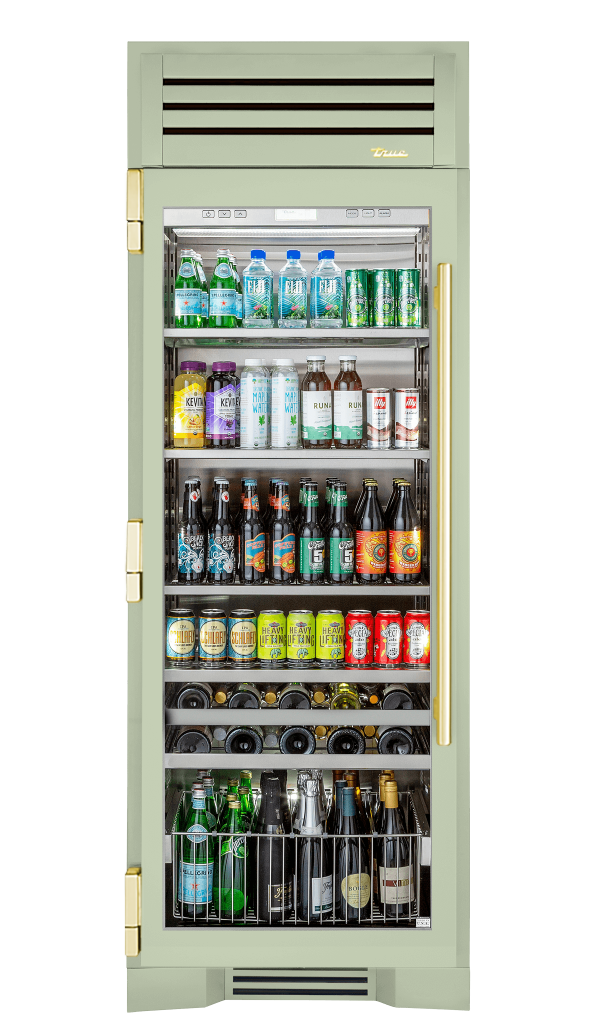 Beverage Column, Left Hinged, Sage, Brass Hardware TR30BEVLSGC129H01
