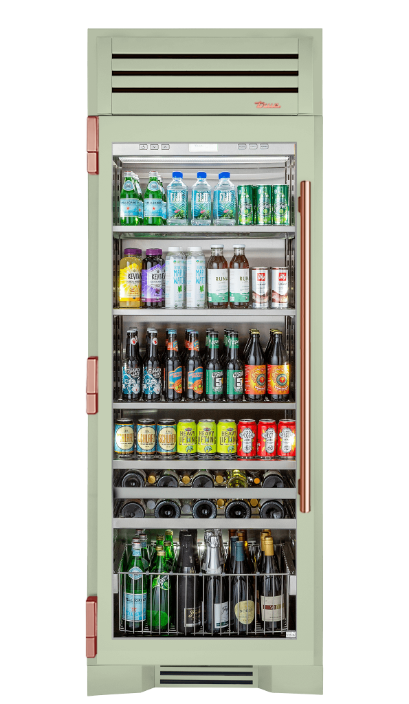 Beverage Column, Left Hinged, Sage, Copper Hardware TR30BEVLSGC129H03