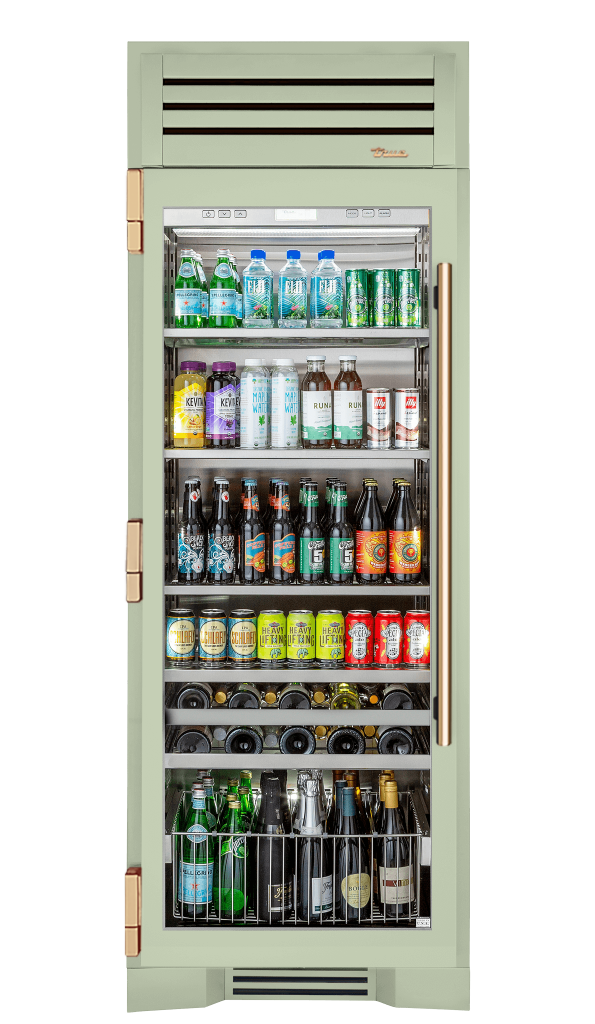 Beverage Column, Left Hinged, Sage, Gold Hardware TR30BEVLSGC129H08