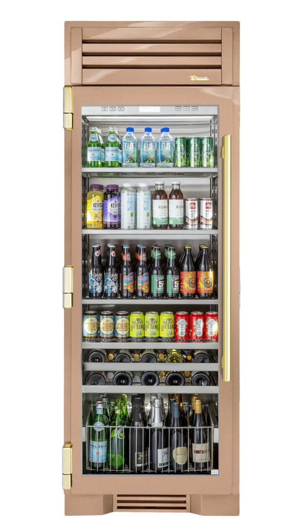 Beverage Column, Left Hinged, Champagne, Brass Hardware TR30BEVLSGC179H01