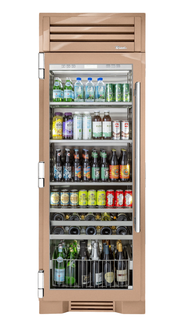Beverage Column, Left Hinged, Champagne, Chrome Hardware TR30BEVLSGC179H02