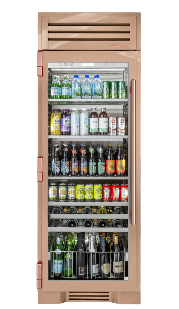 Beverage Column, Left Hinged, Champagne, Copper Hardware TR30BEVLSGC179H03
