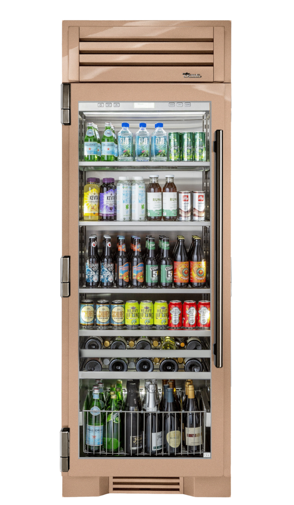 Beverage Column, Left Hinged, Champagne, Pewter Hardware TR30BEVLSGC179H05