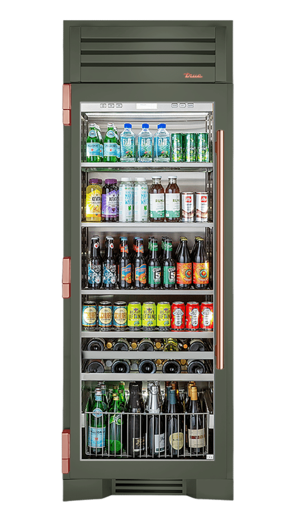 Beverage Column, Left Hinged, Olive, Copper Hardware TR30BEVLSGC238H03