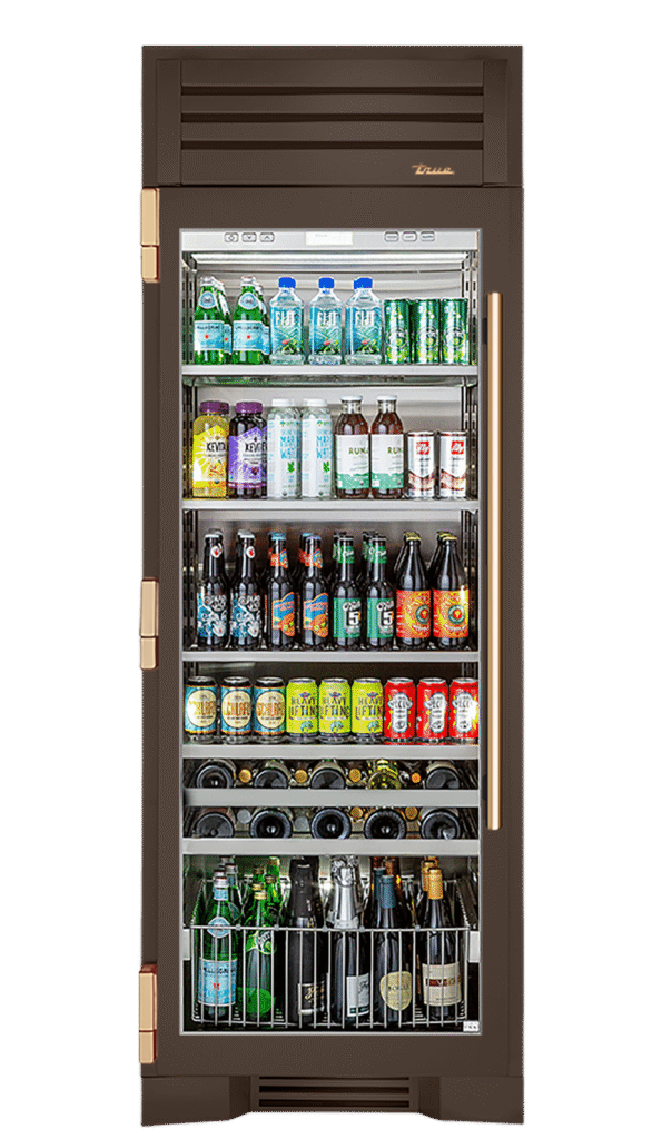 Beverage Column, Left Hinged, Espresso, Gold Hardware TR30BEVLSGC305H08