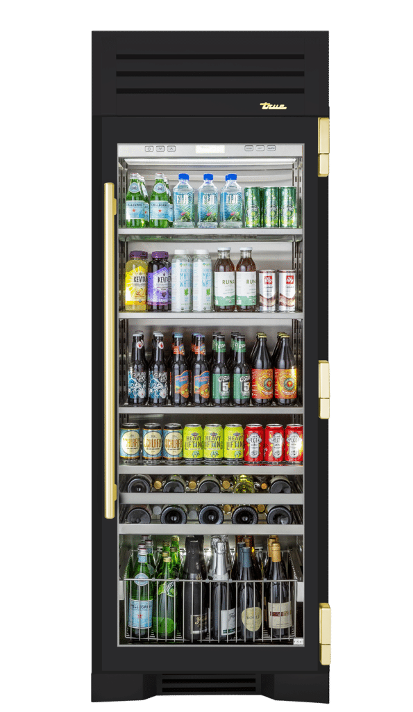 Beverage Column, Right Hinged, Matte Black, Brass Hardware TR30BEVRSGC027H01
