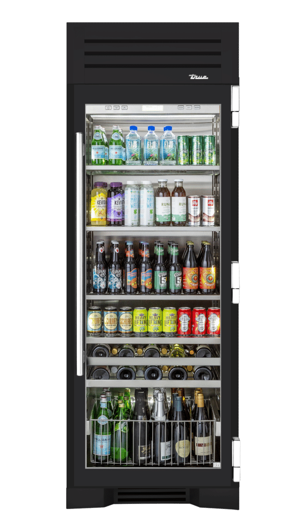 Beverage Column, Right Hinged, Matte Black, Chrome Hardware TR30BEVRSGC027H02
