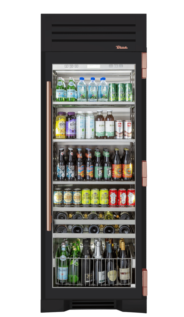 Beverage Column, Right Hinged, Matte Black, Copper Hardware TR30BEVRSGC027H03