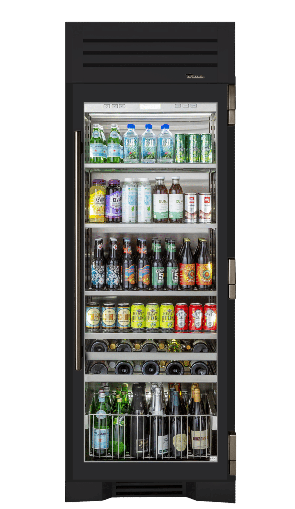 Beverage Column, Right Hinged, Matte Black, Pewter Hardware TR30BEVRSGC027H05