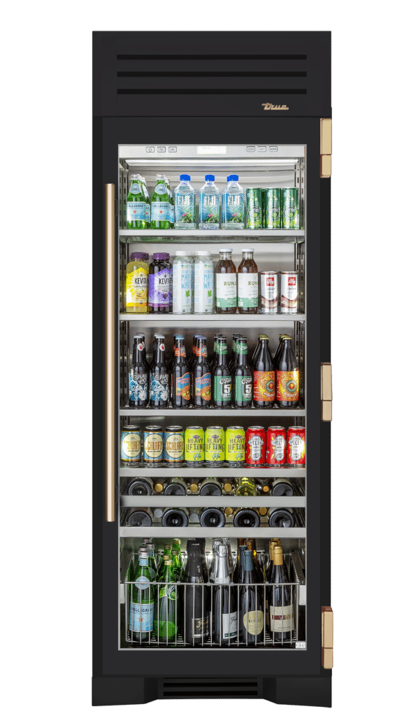 Beverage Column, Right Hinged, Matte Black, Gold Hardware TR30BEVRSGC027H08