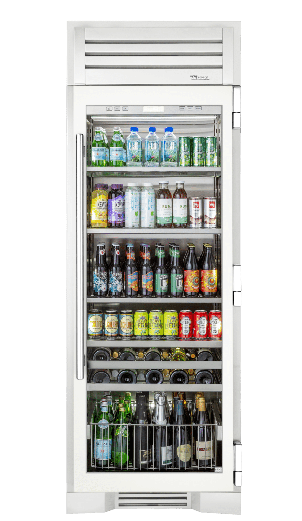 Beverage Column, Right Hinged, Matte White, Chrome Hardware TR30BEVRSGC030H02