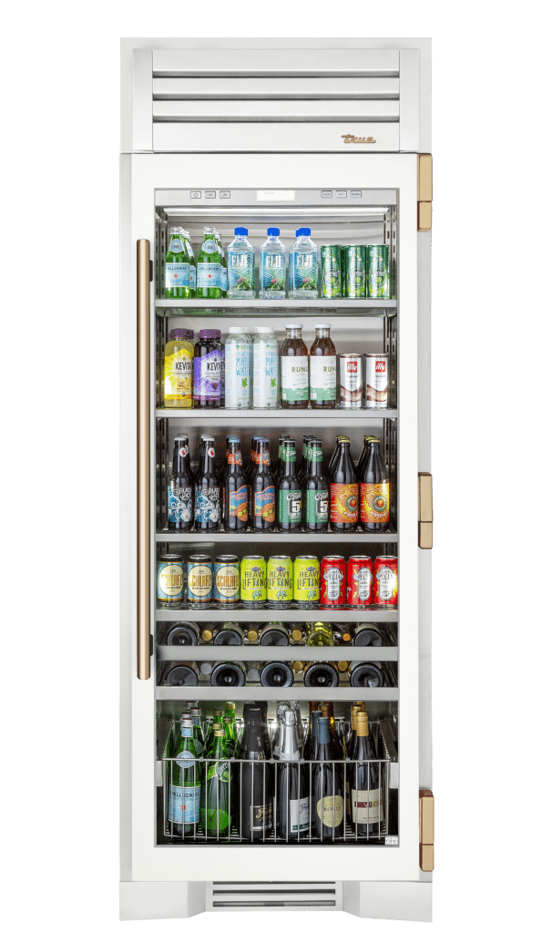 Beverage Column, Right Hinged, Matte White, Gold Hardware TR30BEVRSGC030H08