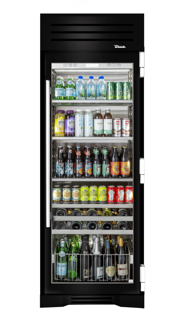 Beverage Column, Right Hinged, Gloss Black, Chrome Hardware TR30BEVRSGC044H02