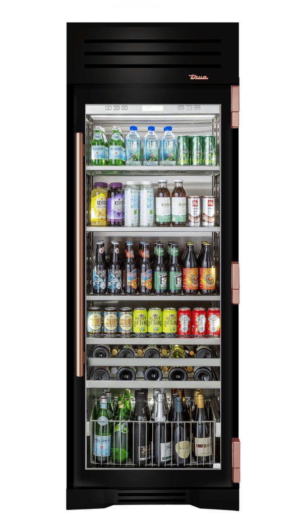 Beverage Column, Right Hinged, Gloss Black, Copper Hardware TR30BEVRSGC044H03