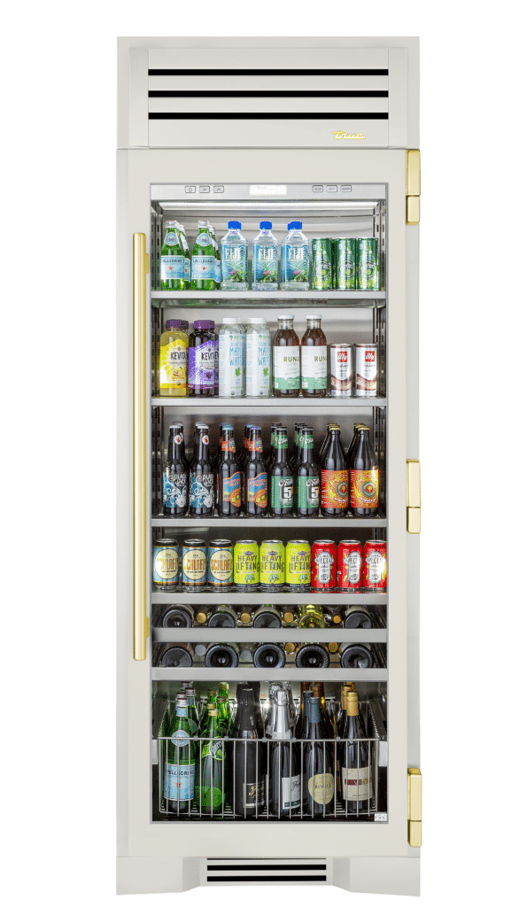 Beverage Column, Right Hinged, Antique White, Brass Hardware TR30BEVRSGC050H01