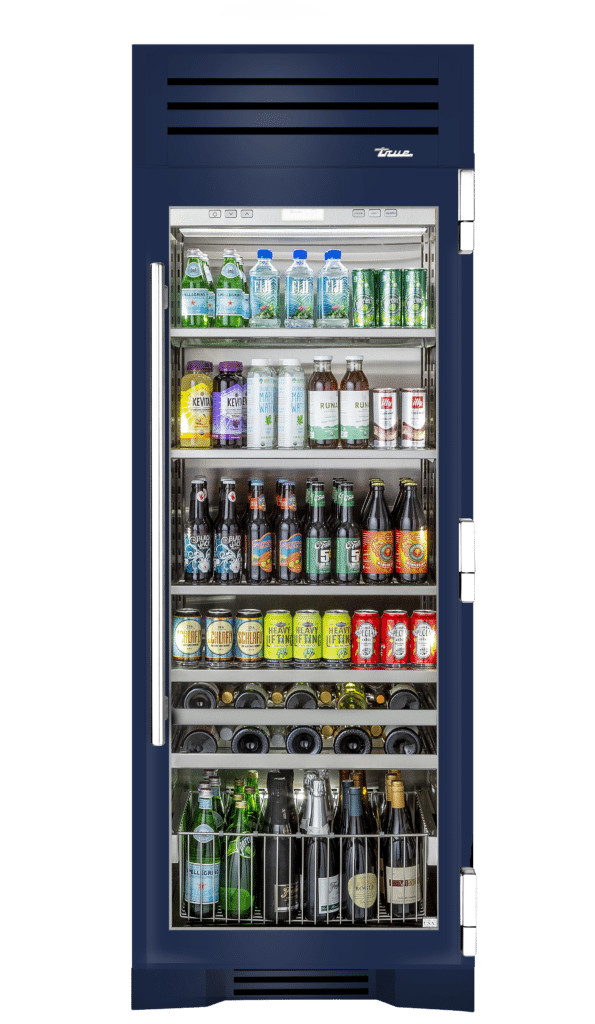 Beverage Column, Right Hinged, Cobalt, Chrome Hardware TR30BEVRSGC078H02