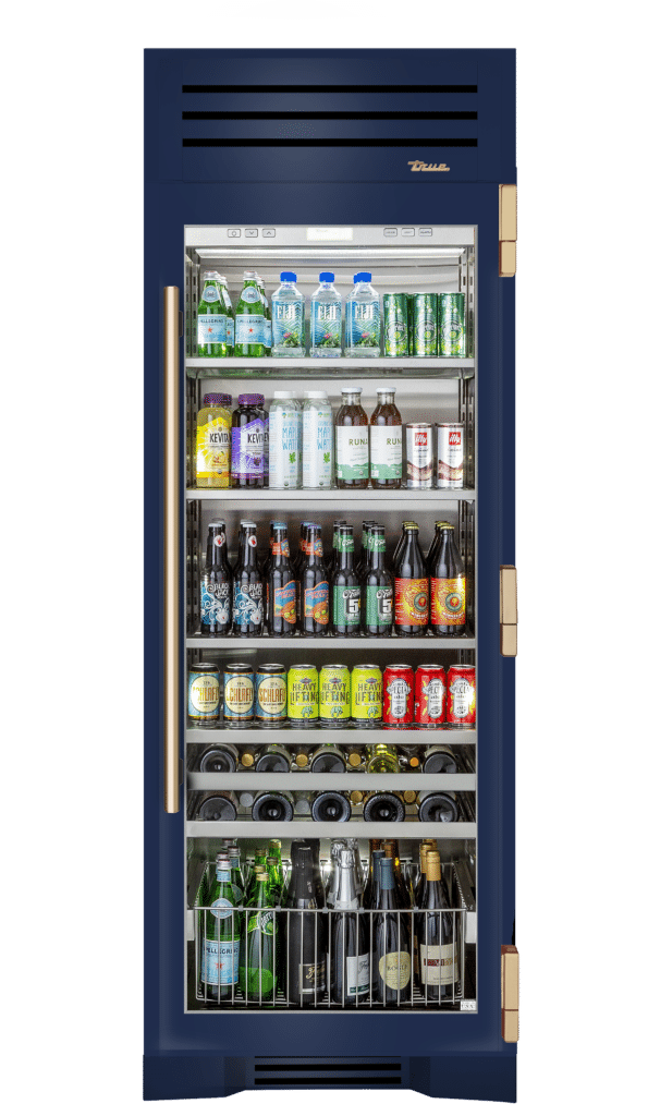 Beverage Column, Right Hinged, Cobalt, Gold Hardware TR30BEVRSGC078H08