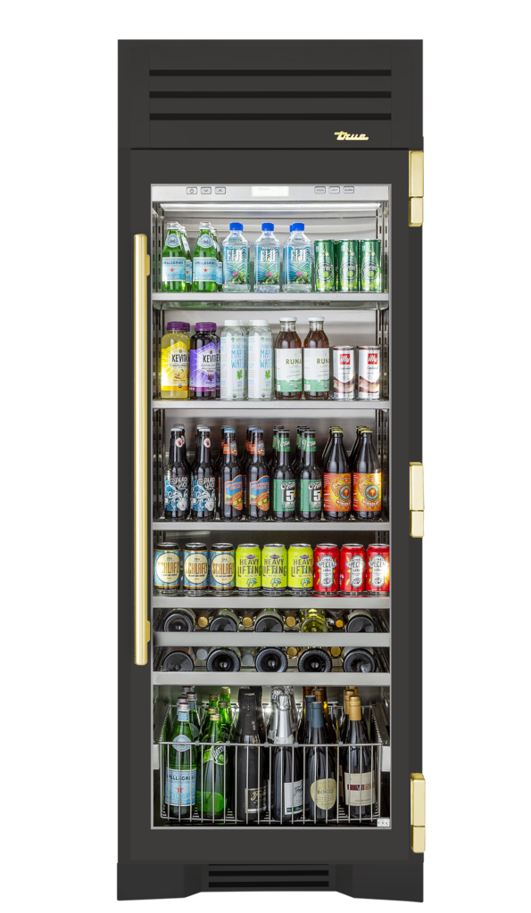 Beverage Column, Right Hinged, Ultra Matte Black, Brass Hardware TR30BEVRSGC085H01
