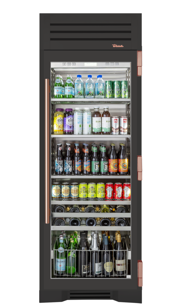 Beverage Column, Right Hinged, Ultra Matte Black, Copper Hardware TR30BEVRSGC085H03