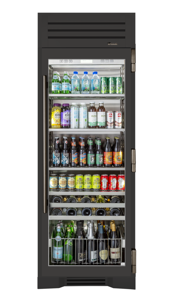 Beverage Column, Right Hinged, Ultra Matte Black, Pewter Hardware TR30BEVRSGC085H05