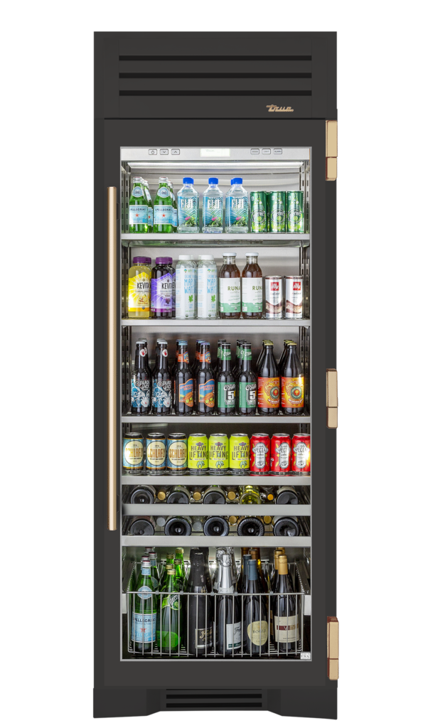 Beverage Column, Right Hinged, Ultra Matte Black, Gold Hardware TR30BEVRSGC085H08