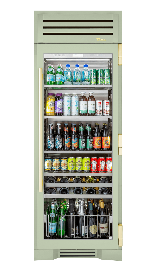 Beverage Column, Right Hinged, Sage, Brass Hardware TR30BEVRSGC129H01