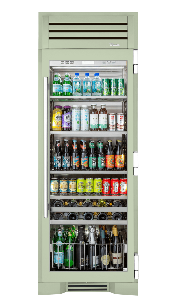 Beverage Column, Right Hinged, Sage, Chrome Hardware TR30BEVRSGC129H02