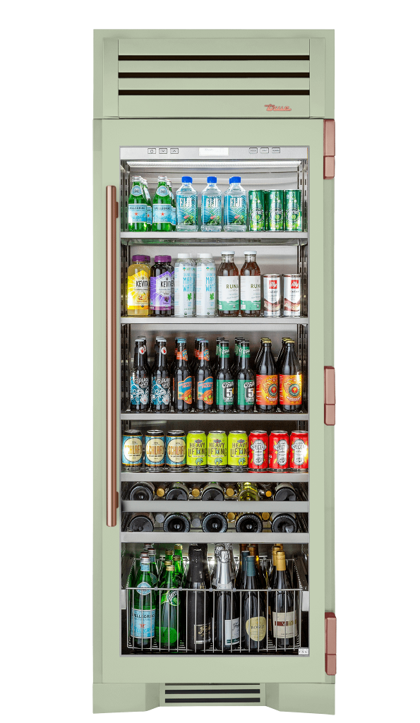 Beverage Column, Right Hinged, Sage, Copper Hardware TR30BEVRSGC129H03