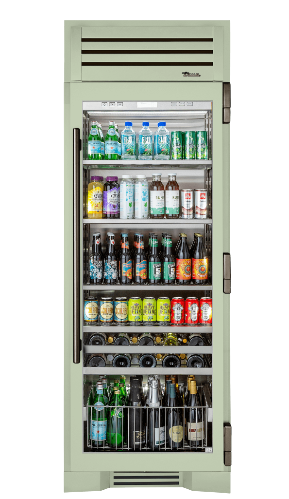 Beverage Column, Right Hinged, Sage, Pewter Hardware TR30BEVRSGC129H05