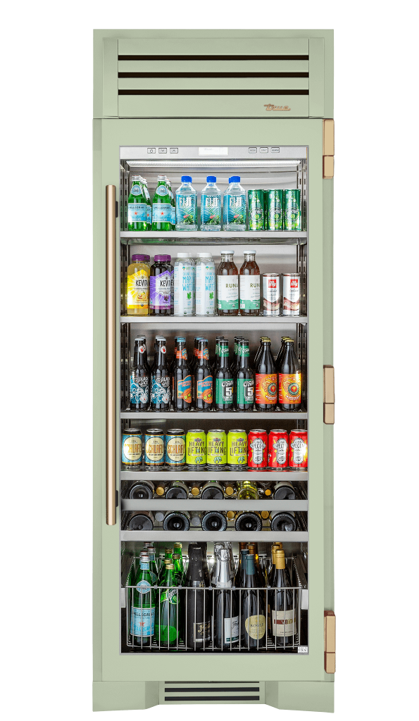 Beverage Column, Right Hinged, Sage, Gold Hardware TR30BEVRSGC129H08