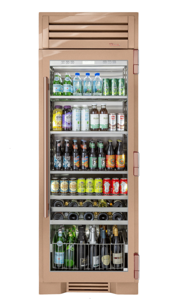 Beverage Column, Right Hinged, Champagne, Copper Hardware TR30BEVRSGC179H03