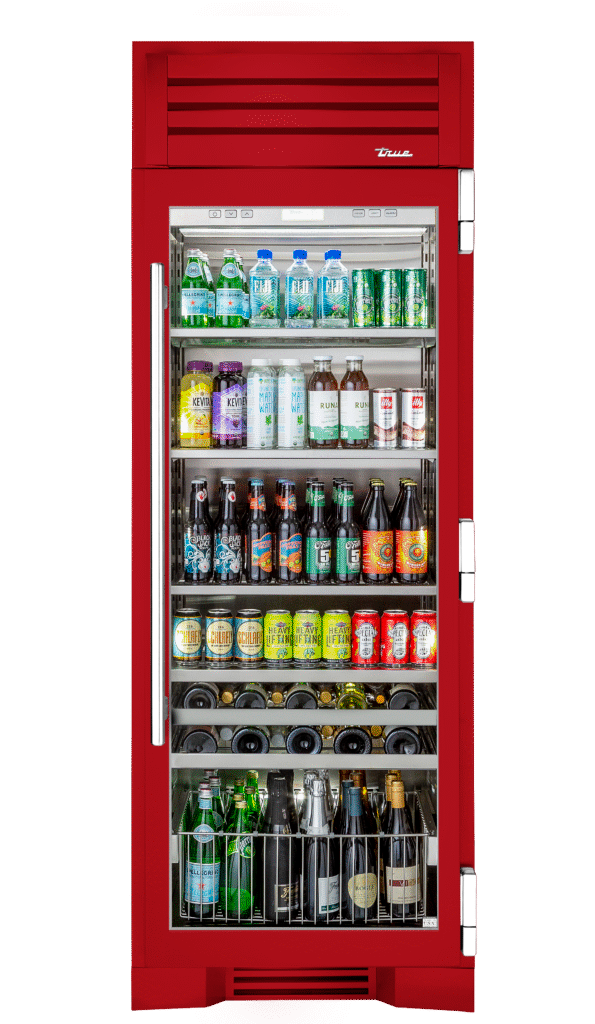 Beverage Column, Right Hinged, Crimson, Chrome Hardware TR30BEVRSGC193H02