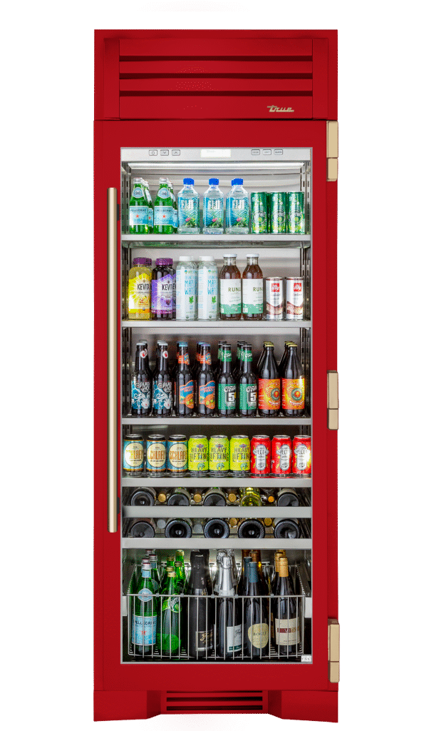 Beverage Column, Right Hinged, Crimson, Gold Hardware TR30BEVRSGC193H08
