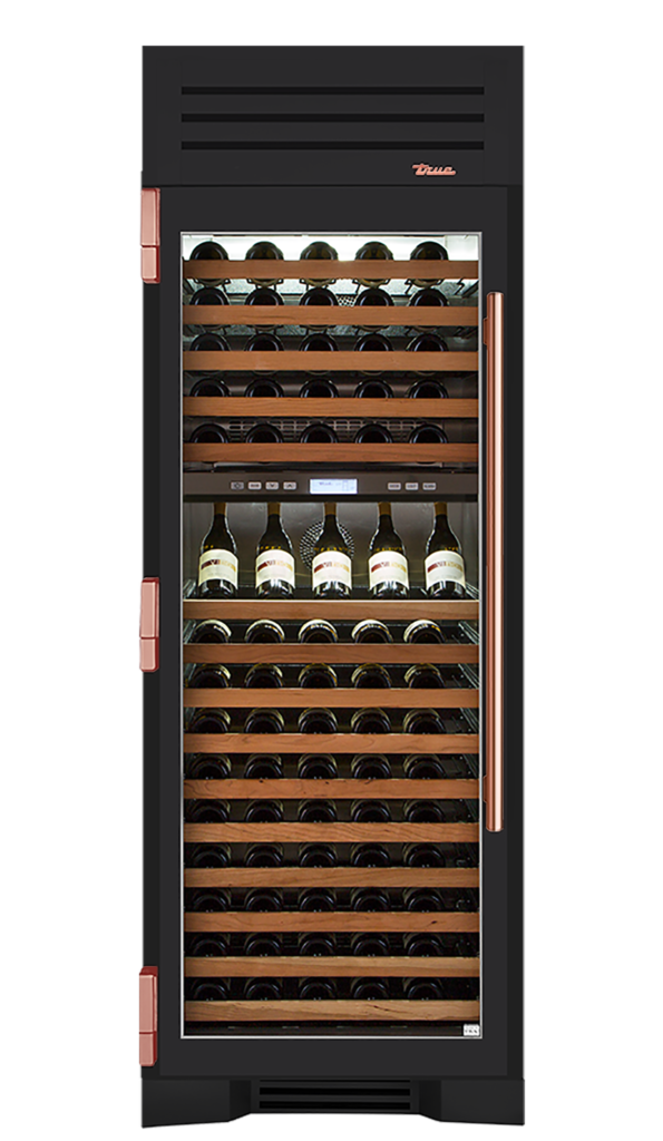 Wine Column, Left Hinged, Matte Black, Copper Hardware TR30DZWLSGC027H03