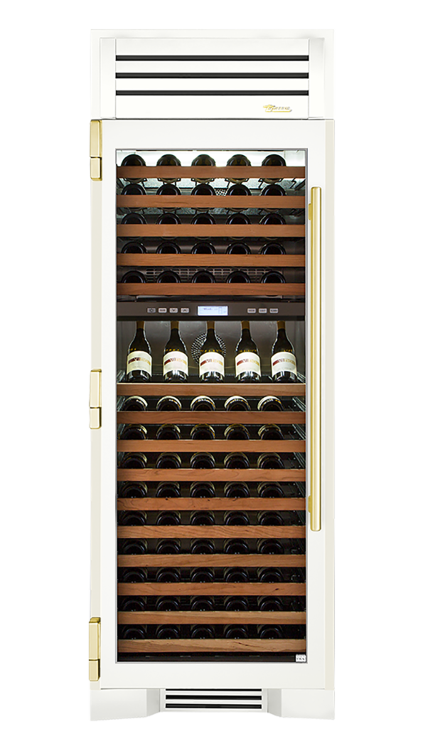 Wine Column, Left Hinged, Matte White, Brass Hardware TR30DZWLSGC030H01