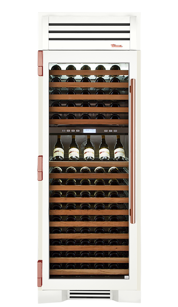 Wine Column, Left Hinged, Matte White, Copper Hardware TR30DZWLSGC030H03