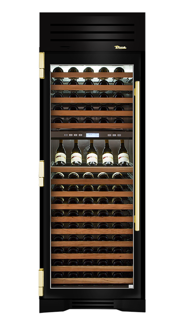 Wine Column, Left Hinged, Gloss Black, Brass Hardware TR30DZWLSGC044H01