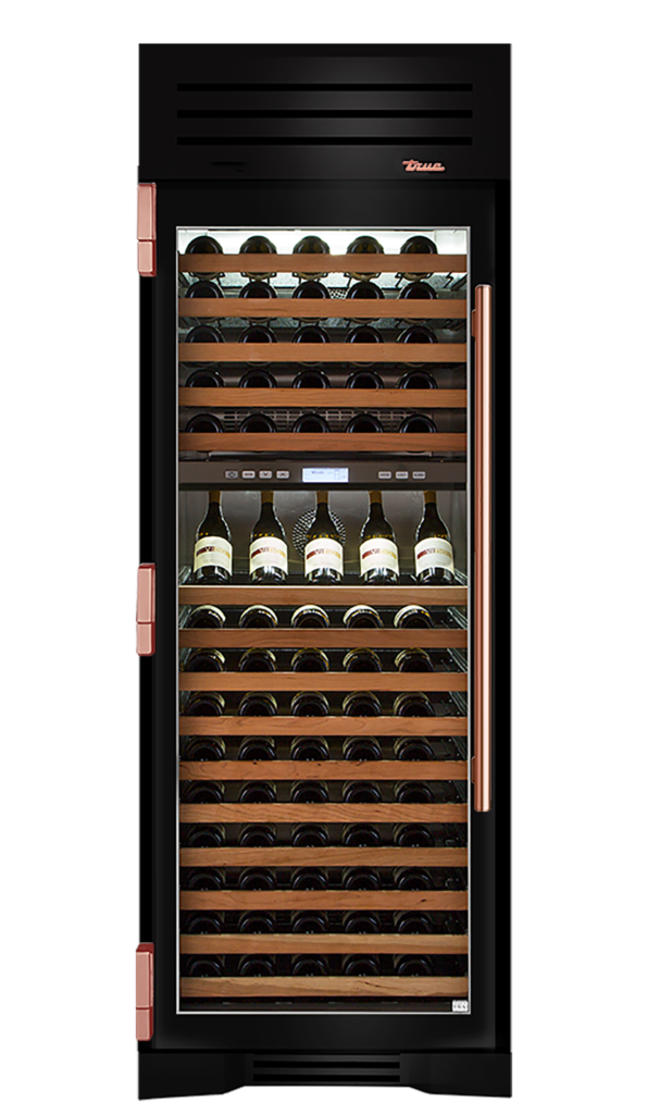 Wine Column, Left Hinged, Gloss Black, Copper Hardware TR30DZWLSGC044H03